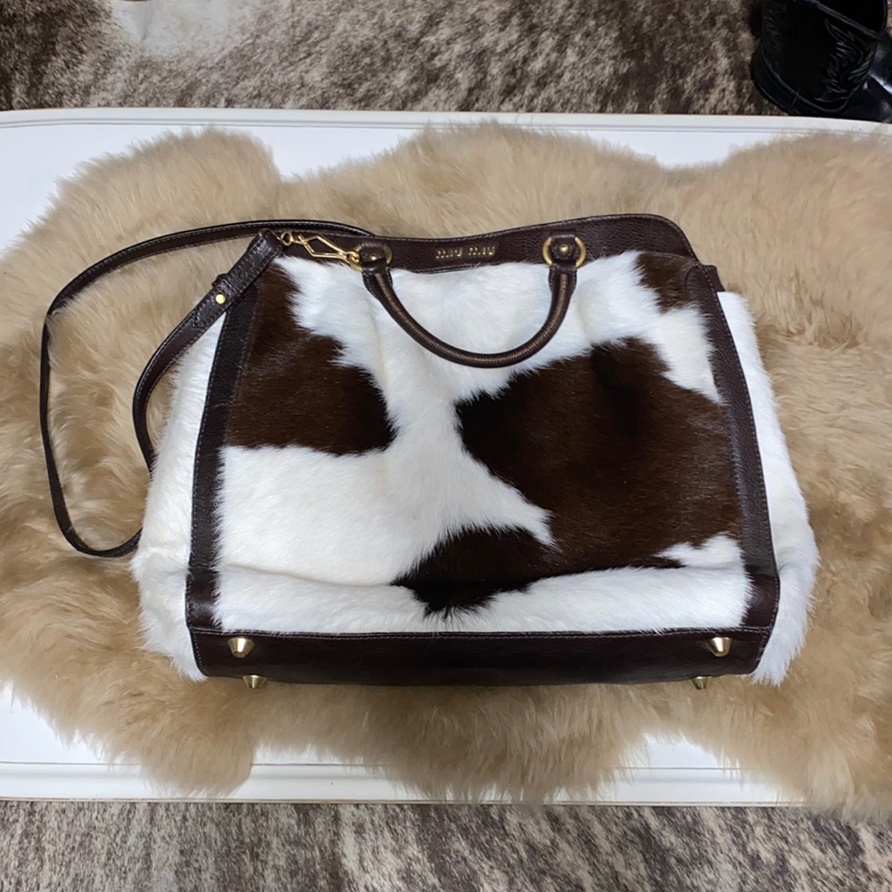 Pony Hair On Hide Briefcase Made By MIU MIU Pristine Condition